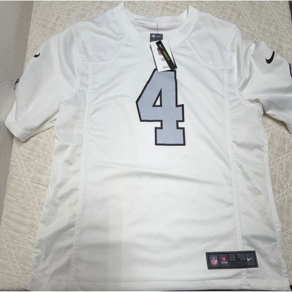 Nike Oakland Raiders Football Jersey Mens Large White Derek Carr #4 On Field